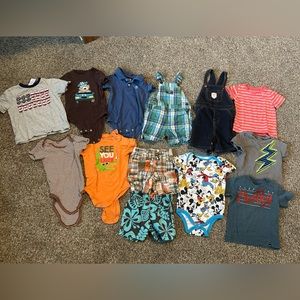 18-24m Boys Short Sleeve Onesies, Shirts, Overalls and Shorts Bundle